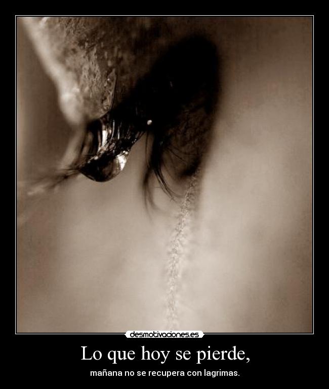 Lo que hoy se pierde, - mañana no se recupera con lagrimas.