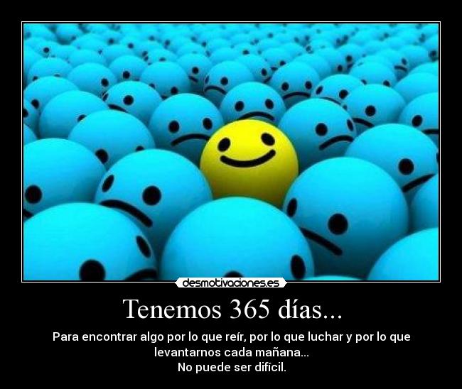Tenemos 365 días... - Para encontrar algo por lo que reír, por lo que luchar y por lo que
levantarnos cada mañana...
No puede ser difícil.