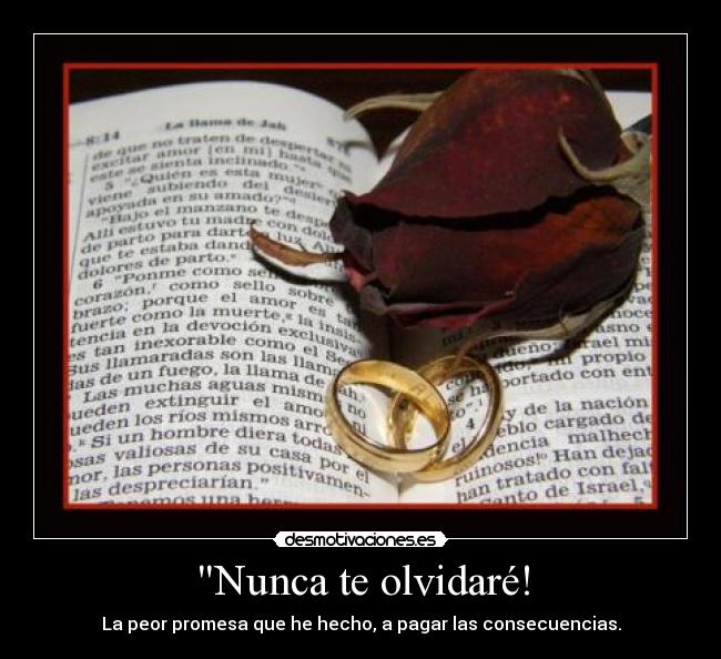 Nunca te olvidaré! - La peor promesa que he hecho, a pagar las consecuencias.