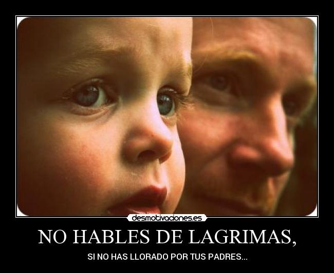 NO HABLES DE LAGRIMAS, - SI NO HAS LLORADO POR TUS PADRES...