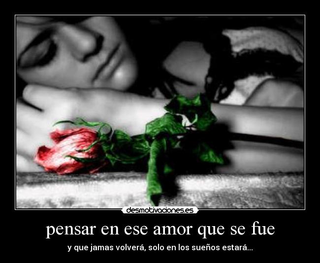 pensar en ese amor que se fue - y que jamas volverá, solo en los sueños estará...