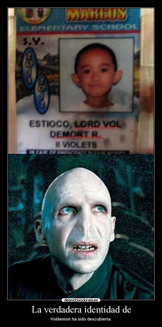 La verdadera identidad de - Voldemort ha sido descubierta.