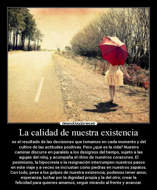 La calidad de nuestra existencia -