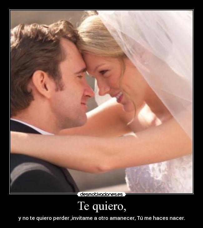 Te quiero, - y no te quiero perder ,invitame a otro amanecer, Tú me haces nacer.