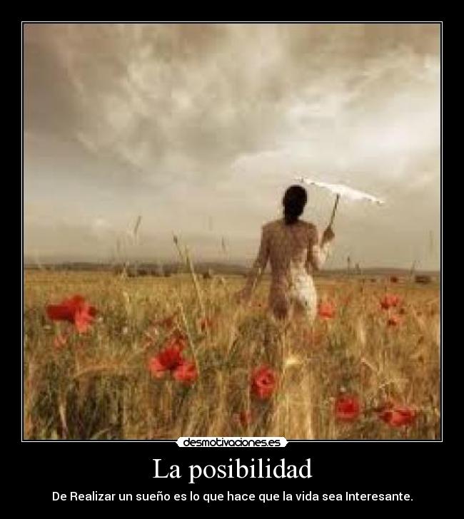La posibilidad - De Realizar un sueño es lo que hace que la vida sea Interesante.