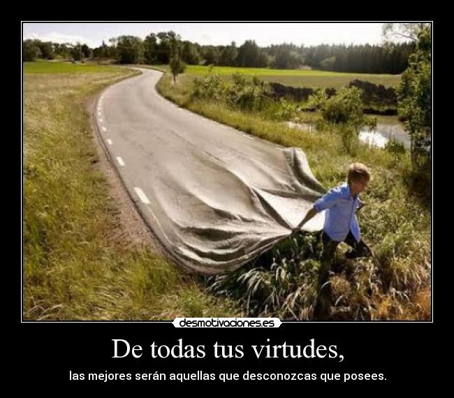 De todas tus virtudes, - las mejores serán aquellas que desconozcas que posees.