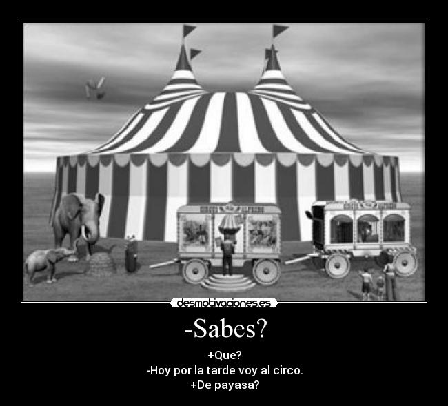 -Sabes? - +Que?
-Hoy por la tarde voy al circo.
+De payasa?