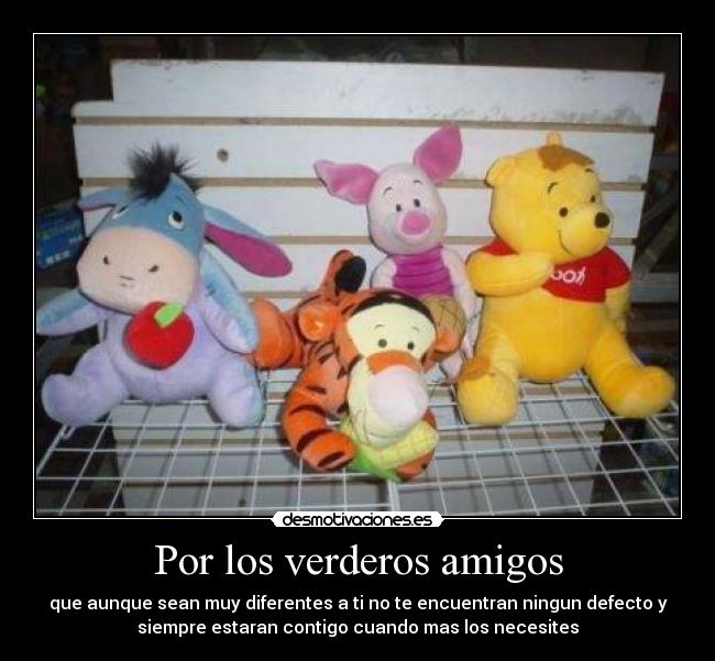 Por los verderos amigos - que aunque sean muy diferentes a ti no te encuentran ningun defecto y
siempre estaran contigo cuando mas los necesites