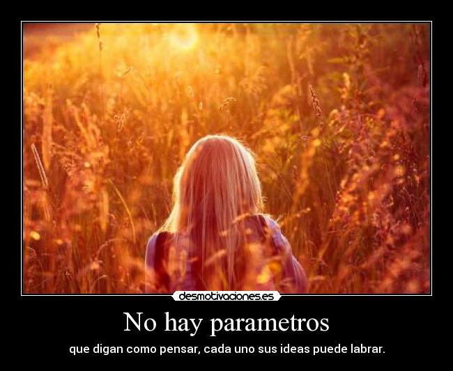 No hay parametros - que digan como pensar, cada uno sus ideas puede labrar.