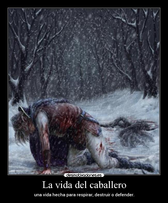 La vida del caballero - una vida hecha para respirar, destruir o defender.