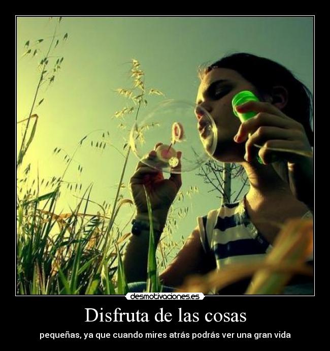 Disfruta de las cosas - pequeñas, ya que cuando mires atrás podrás ver una gran vida