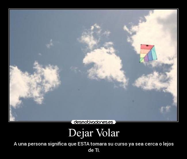 Dejar Volar - A una persona significa que ESTA tomara su curso ya sea cerca o lejos de TI.