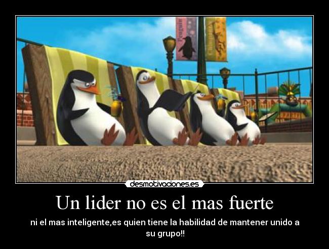 Un lider no es el mas fuerte - ni el mas inteligente,es quien tiene la habilidad de mantener unido a su grupo!!