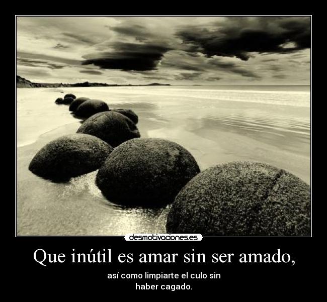Que inútil es amar sin ser amado, - así como limpiarte el culo sin
haber cagado.