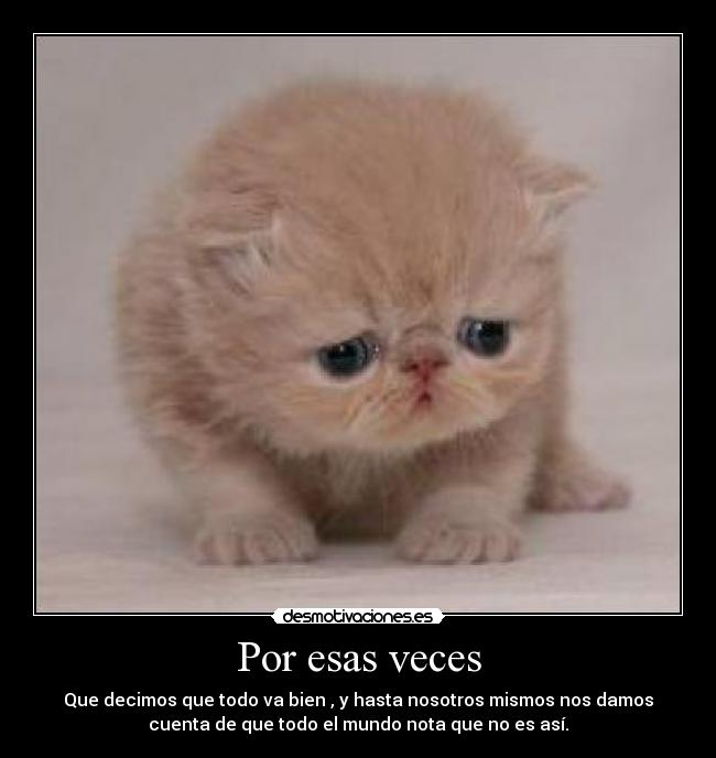 Por esas veces - Que decimos que todo va bien , y hasta nosotros mismos nos damos
cuenta de que todo el mundo nota que no es así.