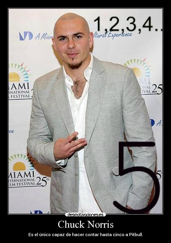 Chuck Norris - Es el único capaz de hacer contar hasta cinco a Pitbull.