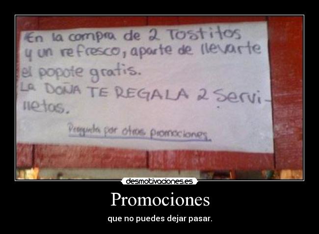 Promociones - que no puedes dejar pasar.