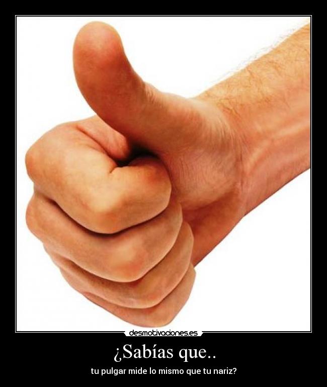 ¿Sabías que.. - tu pulgar mide lo mismo que tu nariz?