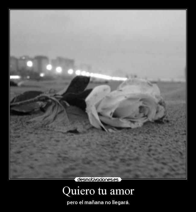 Quiero tu amor - pero el mañana no llegará.