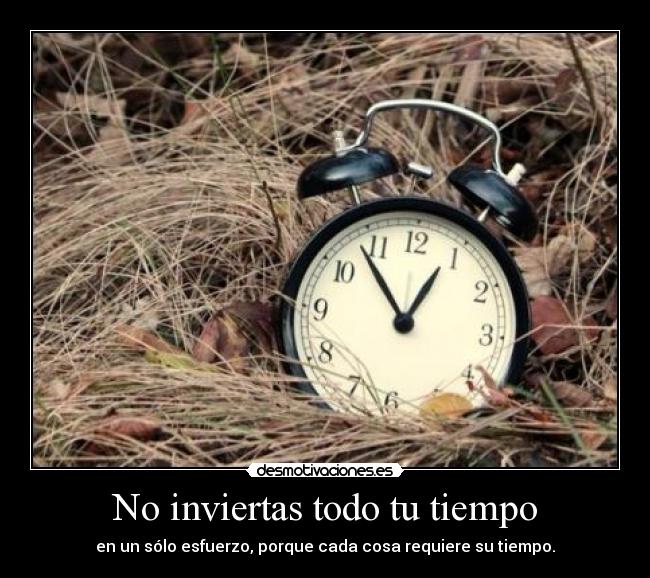 No inviertas todo tu tiempo - en un sólo esfuerzo, porque cada cosa requiere su tiempo.