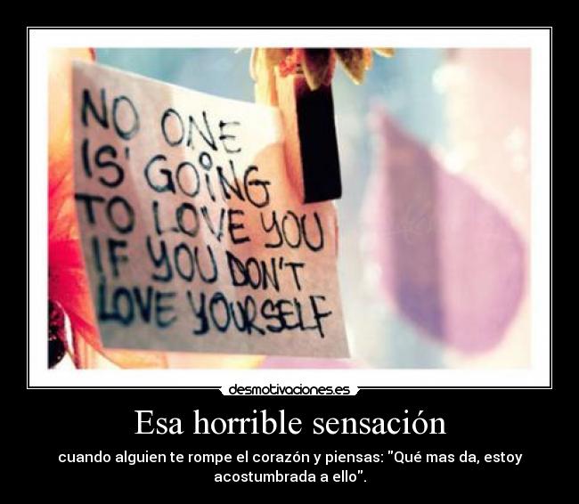 carteles horrible sensacion romper corazon pensar estar acostumbrada desmotivaciones