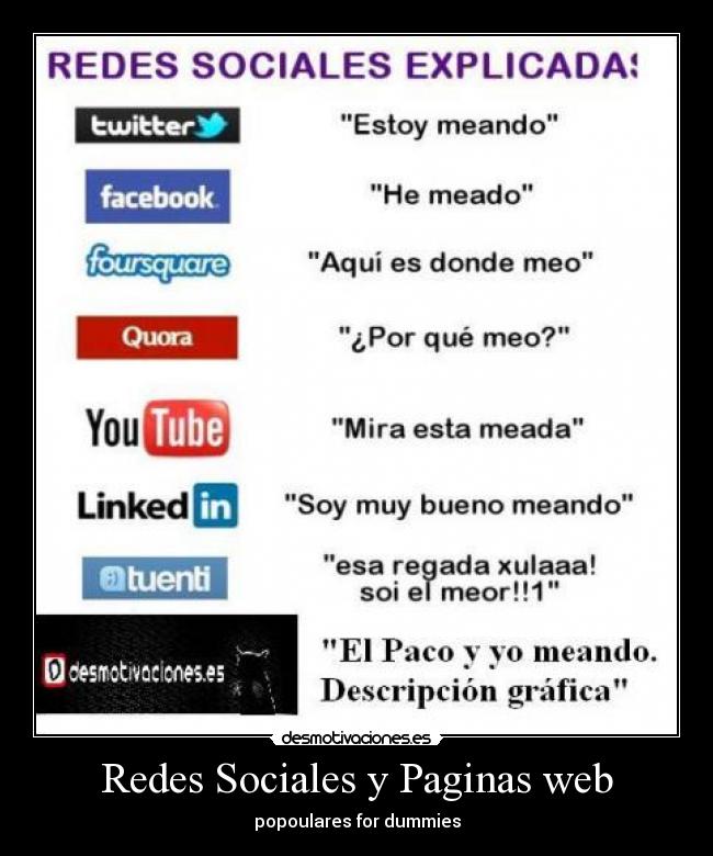 Redes Sociales y Paginas web - popoulares for dummies