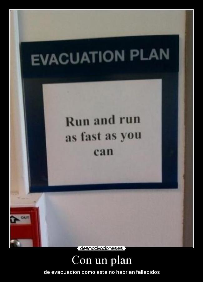 carteles planes evacuacion desmotivaciones