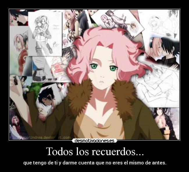 carteles recuerdos recuerdos sasusaku sakura sasuke naruto amor desamor desmotivaciones