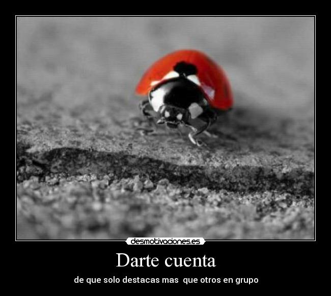 Darte cuenta - de que solo destacas mas que otros en grupo