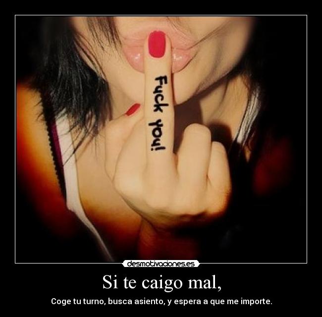 Si te caigo mal, - Coge tu turno, busca asiento, y espera a que me importe.