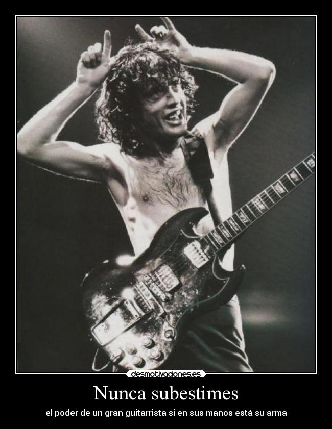 carteles angus young acdc guitarrista heavy metal desmotivaciones