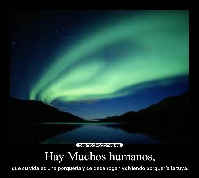 Hay Muchos humanos, - que su vida es una porquería y se desahogan volviendo porquería la tuya.