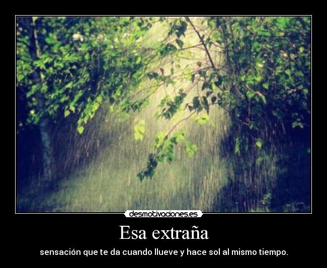 Esa extraña - sensación que te da cuando llueve y hace sol al mismo tiempo.