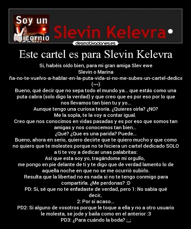 Este cartel es para Slevin Kelevra -