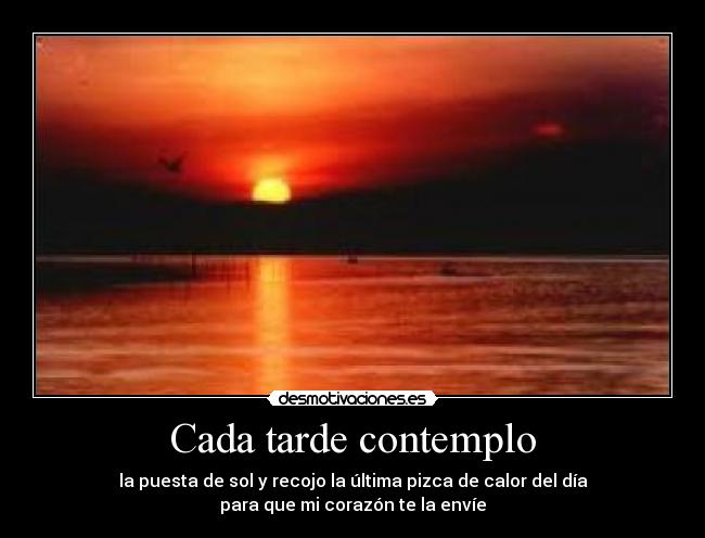 Cada tarde contemplo - la puesta de sol y recojo la última pizca de calor del día
para que mi corazón te la envíe