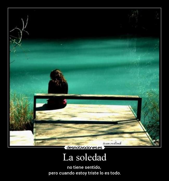 La soledad - no tiene sentido, 
pero cuando estoy triste lo es todo.