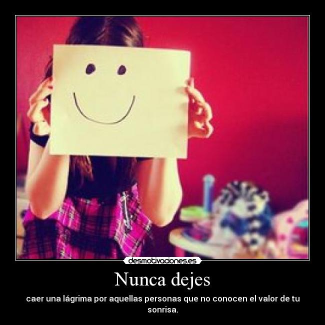 Nunca dejes - caer una lágrima por aquellas personas que no conocen el valor de tu sonrisa.