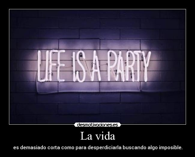 La vida - es demasiado corta como para desperdiciarla buscando algo imposible.