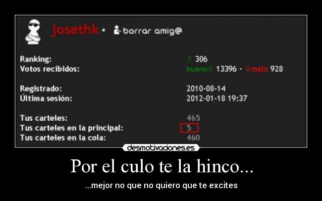 Por el culo te la hinco... -