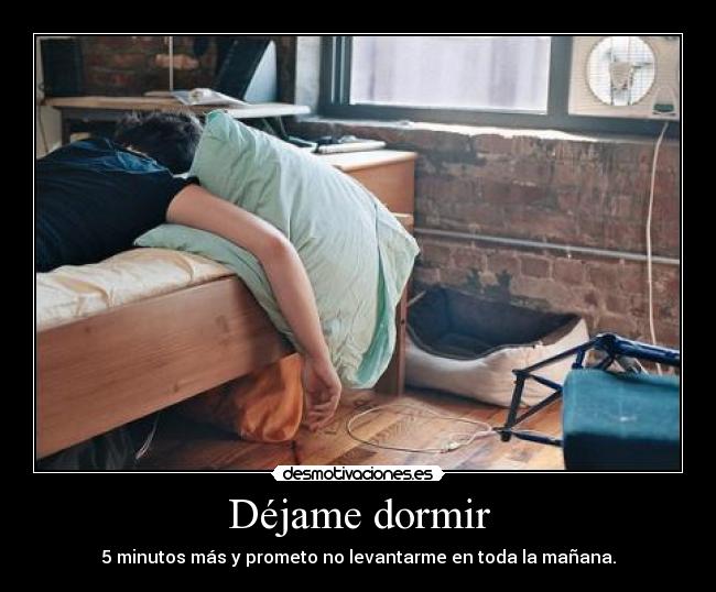 Déjame dormir - 5 minutos más y prometo no levantarme en toda la mañana.