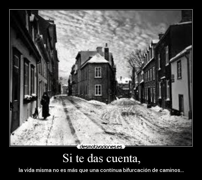 Si te das cuenta, - la vida misma no es más que una contínua bifurcación de caminos...