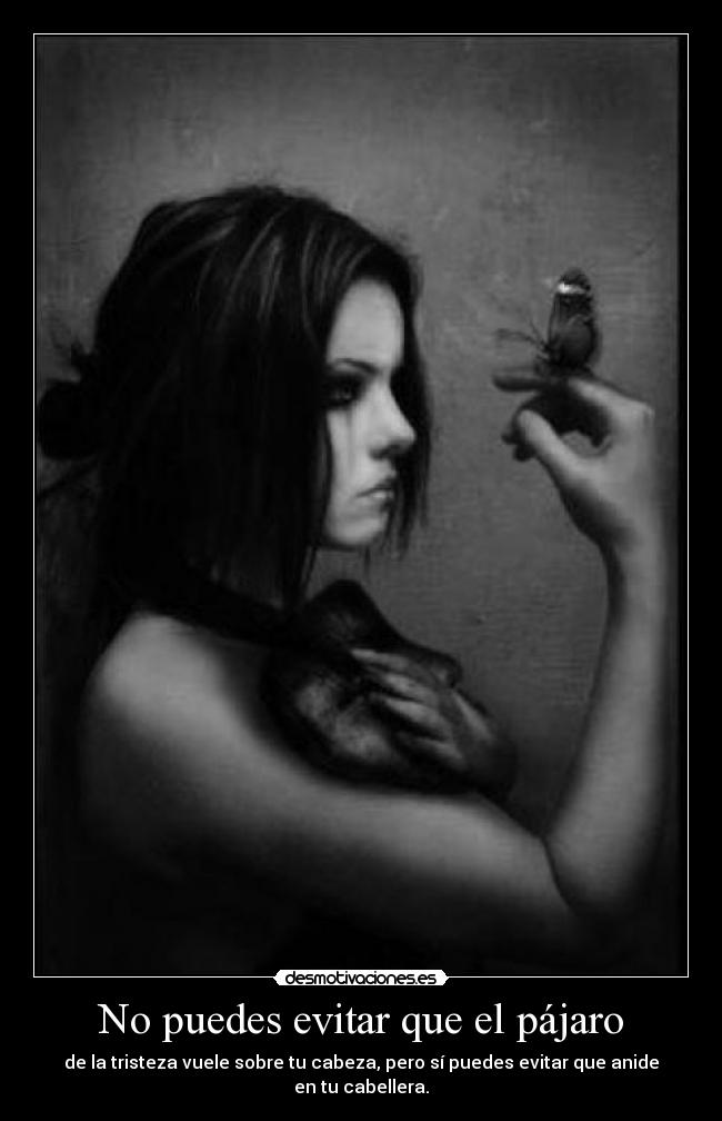 No puedes evitar que el pájaro - de la tristeza vuele sobre tu cabeza, pero sí puedes evitar que anide en tu cabellera.