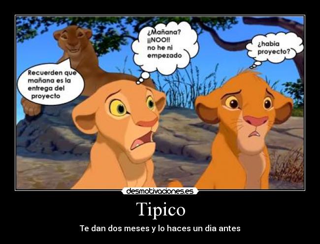 Tipico - Te dan dos meses y lo haces un dia antes