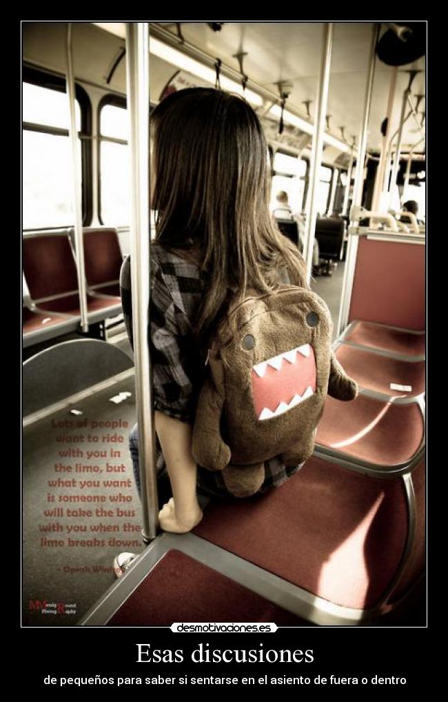 Esas discusiones - de pequeños para saber si sentarse en el asiento de fuera o dentro