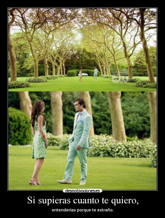 Si supieras cuanto te quiero, - entenderías porque te extraño.