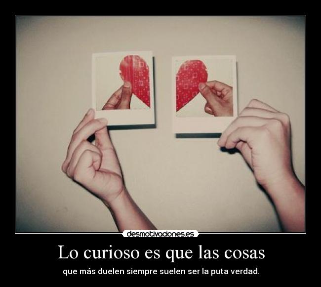 Lo curioso es que las cosas - que más duelen siempre suelen ser la puta verdad.