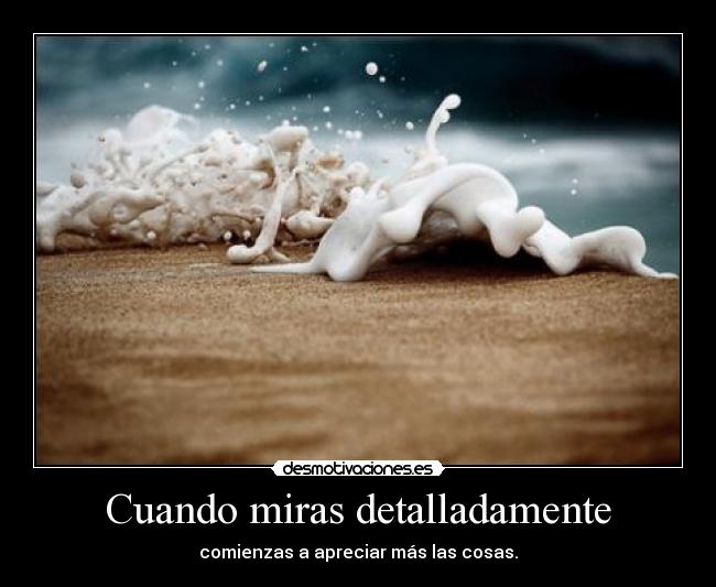 Cuando miras detalladamente - comienzas a apreciar más las cosas.