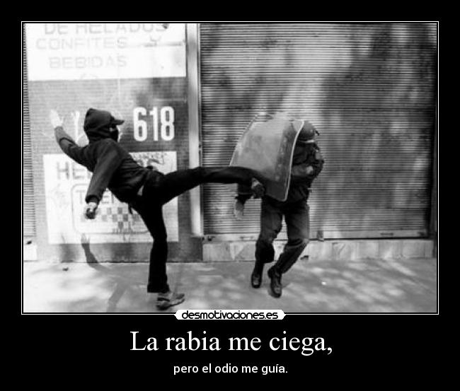 La rabia me ciega, - pero el odio me guía.