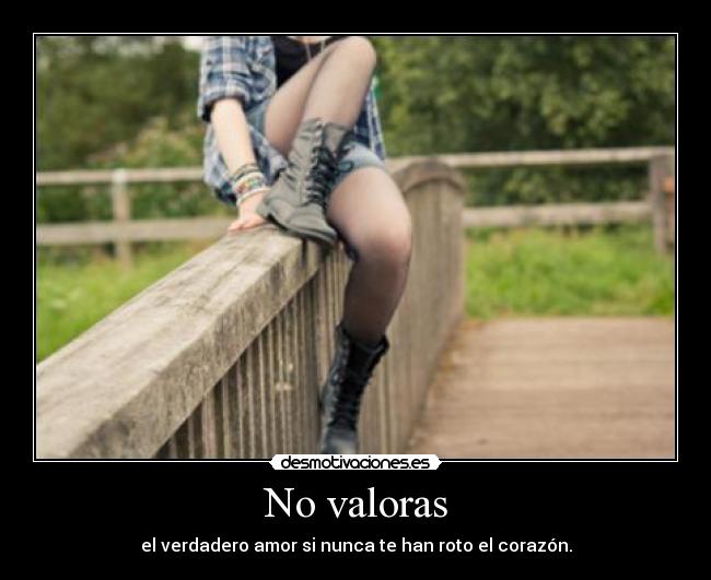 No valoras - el verdadero amor si nunca te han roto el corazón.