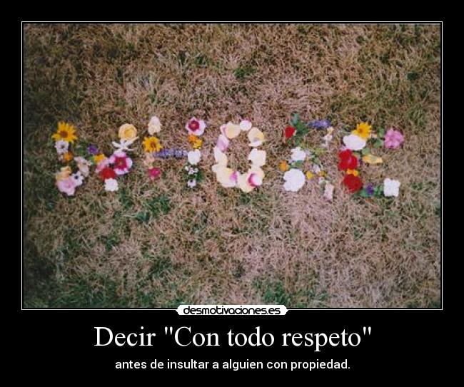 Decir Con todo respeto - antes de insultar a alguien con propiedad.
